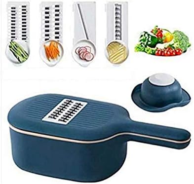 HomeCloud Chopper Manual | Vegetable Cutter | Attractive Design Multi-Purpose, Easy to use, Sharp Blades with Drain Basket for Vegetable Salad & Fruits -1pc, Size-11x22x15cm,Blue, Plastic (Blue)