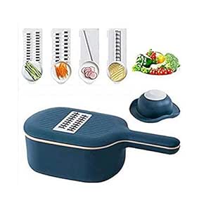 HomeCloud Chopper Manual | Vegetable Cutter | Attractive Design Multi-Purpose, Easy to use, Sharp Blades with Drain Basket for Vegetable Salad &amp; Fruits -1pc, Size-11x22x15cm,Blue, Plastic (Blue)