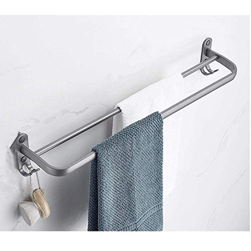 Porte-serviettes mural double couche gris space alu C3 sans perçage - 2