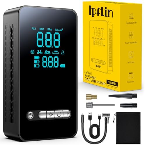 Ipflin Tyre Inflator Cordless Compressor - Portable Air Electric ...