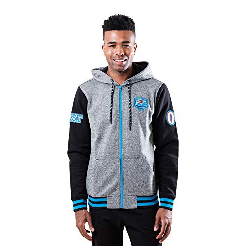 Ultra Game NBA Oklahoma City Thunder Mens Men's Full Zip Fleece Hoodie Letterman Varsity Jackett, Team Color, XL