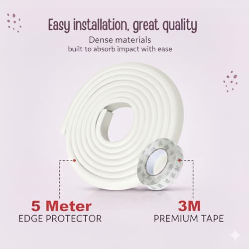 Image of Safe-O-Kid (5 Meter) Baby Proofing Edge Corner Guards with 3M Adhesive Tape, Extra Thick, Furniture Corner Cushion for Child Safety, Corner Protector for Baby, Edge Guard Strips, BPA Free, Grey