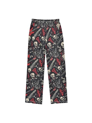 Red Rock Guitar Skull Art Boys Pants for Kids Jogger Pants with Pockets S2