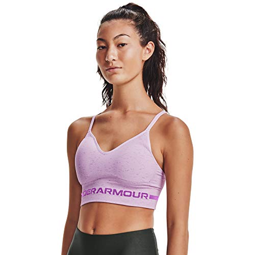 Under Armour Seamless Low LongDISC Htr Bra, Crystal Lilac (570)/Exotic Bloom, X-Small