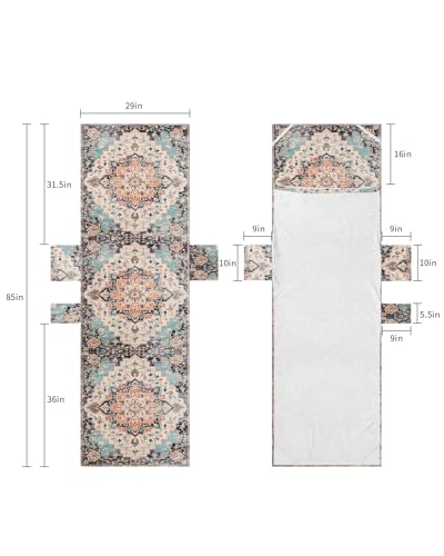 Orange Blue Beach Lounge Chair Towel Cover, Soft Chaise Lounge Towel with Side Pockets Patio Pool Chairs Cover for Beach/Pool Sunbathing 29x85 Boho Geometric Middle Century Abstract Western