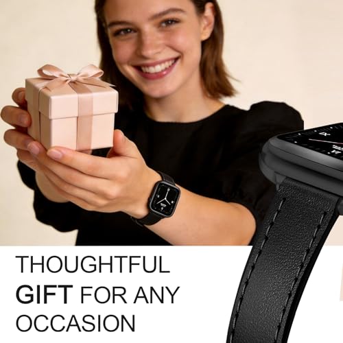Image of JR.DM Slim Leather Bands Compatible with Apple Watch Band 38mm 40mm 41mm 42mm 44mm 45mm 46mm 49mm, Genuine Leather Band with Charms, Feminine Design for Iwatch Ultra SE Series 11 10 9 8 7 6 5 4 3 2 1