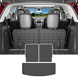 powoq Cargo Mat Compatible with 2020-2026 Ford Explorer 6&7 Seats Backrest Mat TPE Cargo Liner Replacement for 2020-2026 Ford Explorer Accessories(Upgrade Rear Trunk Mat+ Backrest Mat)