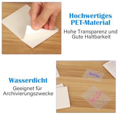 JANUIXCO 400 Stück Transparente Haftnotizen - Selbstklebend, Wasserdicht und Leicht zu Beschreiben - Transparent Sticky Notes für Schule, Büro, Zuhause (Vier Größen)