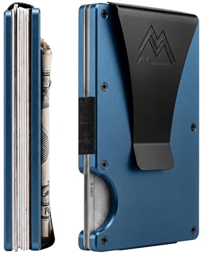 Image of Mountain Voyage Co Minimalist Wallet for Men & Women - Slim RFID Wallet, Scratch Resistant, Credit Card Holder & Money Clip, Easily Removable Money & Cards, (Matte Navy Blue)