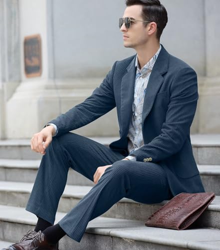 Men's Suits Corduroy 2 Piece Slim Fit One Botton Tuxedo Wedding Suit for Men Formal Blazer Suit for Prom Party4