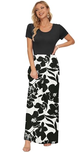 Image of AUSELILY Women's Classic Short Sleeve Loose Plain Casual Long Maxi Dresses for Women 2026