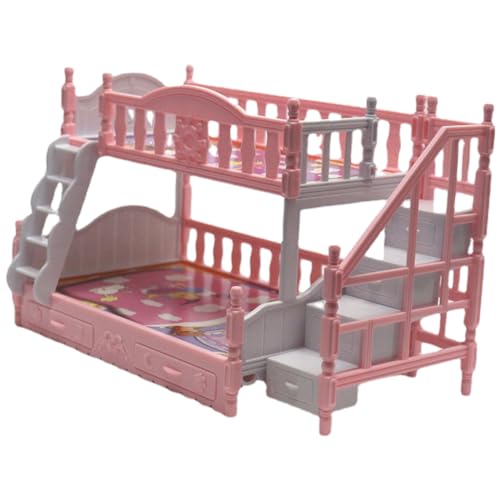 ifundom Cama Artificial Mini casa Mini Cama de la casa Modelo de Cama muñecas en Miniatura Double camastro Bed Cama de Madera en Miniatura Muebles de Dormitorio de muñecas el plastico Rosa