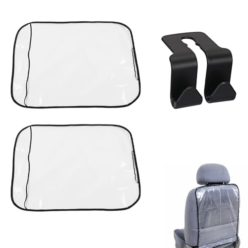 2 Pieza Protector Asiento Coche Respaldo,Fundas de Asiento de Coche para Niños,Universal Funda Coche Asiento Compatible,Protector Asiento Coche Niños,Protector Seguro para Asiento,Con 1 Gancho