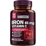 Vitacook Iron Supplement for Women and Men, High Potency Iron with Vitamin C, Blood, Energy, Muscle