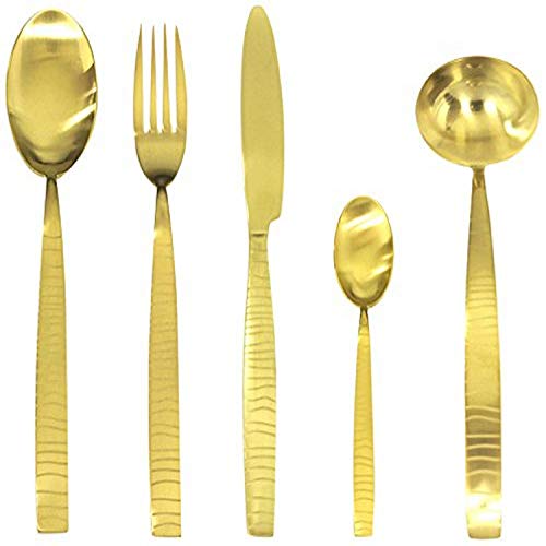 Mepra Tigre Ice Oro 109522030M 30 Pcs Moka Flatware Set â€“ Metallic Tableware, Dishwasher Safe Cutlery