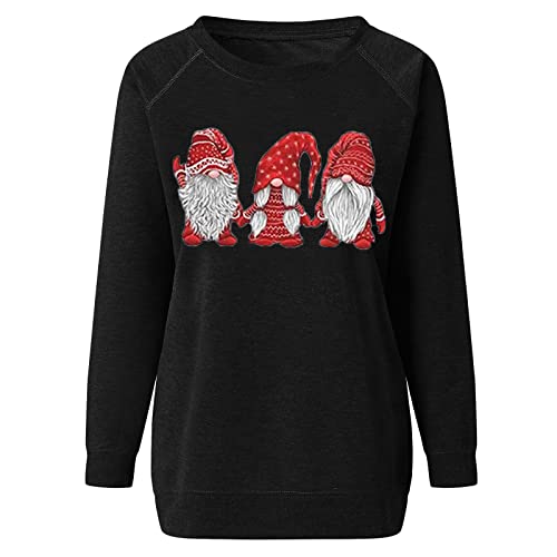 Amikadom Suéter feminino outono inverno suéter lã ajuste solto casual natal manga longa gola redonda