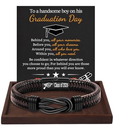 Image of Btysun Fathers Day Gift, Gifts for Men Morse Code Bracelets for Men 2026 Graduation Gifts Mens Bracelet for Him Boyfriend Husband Leather Bracelet Motivational Birthday Jewelry Stocking Stuffers