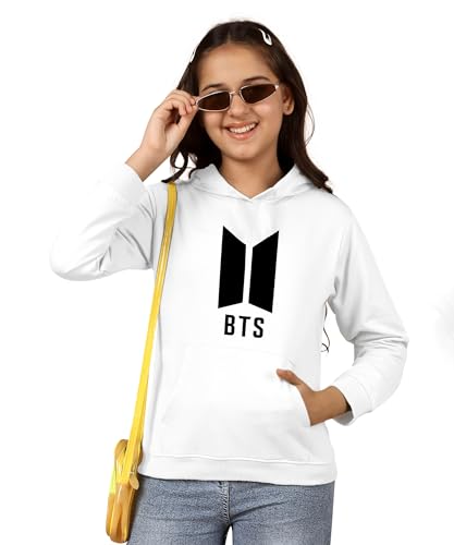Image of KYDA KIDS Girls Cotton Hooded Sweatshirt | Regular Fit Full Sleeves Winter Wear Hoodies