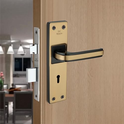 Image of Stinger Black & Gold Finish, 8'' Mortise, 6 Lever, 2Turn Lockset, 3 Keys,Ideal for Main Door, Bedroom, Living Room, Bathroom and Kitchen Doors Both for Right & Left Hand Doors in home, office & Hotel.
