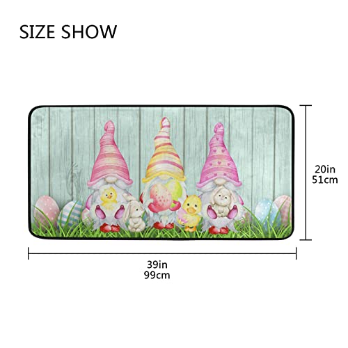 Ollabaky Easter Egg Gnome Kitchen Rug Anti-Fatigue Washable Cushioned Standing Non Slip Kitchen Mat Runner Floor Comfort Mat Area Rug For Kitchen Bathroom Laundry Room 39" X 20" #TOP1