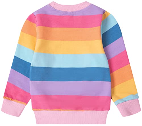 Retsugo Toddler Little Girls Rainbow Unicorn Sweatshirts Hoodies Toddler Pullover Sweater Baby Girls Crewneck Striped Sweatshir Fall Winter Clothes 2T/8122 Pink Unicorn #TOP1