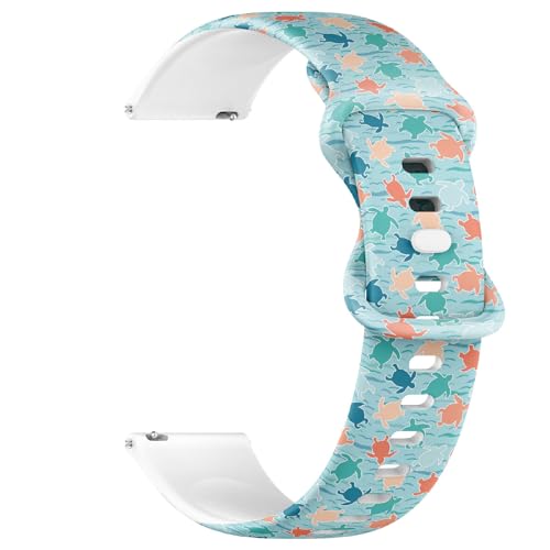 Compatible with Garmin Fenix 7/7 Pro, Fenix 6/6 Pro, Fenix 5/5 Plus, Epix (Gen2) / Epix Pro (Gen2), 22mm Sport Watch Band (Top View Swimming Sea Turtles) Silicone Soft Strap Bracelet