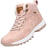 Mishansha Mujer Hombre Botas para Invierno con Forro de Piel Cálidas Zapatos para Caminar Senderismo y Trekking - Calentitas Cómodas Antideslizantes(Rosa, 42 EU)