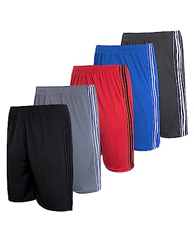 5 Pack: Big Boys Girls Youth Clothing Knit Mesh Active Athletic Performance Basketball Soccer Lacrosse Tennis Exercise Summer Gym Golf Running Teen Running Shorts Dry Fit Knit-Set 2- Xs (4/5) #TOP17