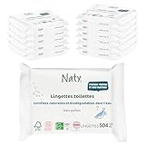 ECO by Naty Lingettes Papier Toilettes écologiques - Lingettes biodégradables, à base de plantes, sans produits chimiques et hypoallergéniques, pour la peau sensible (12 x 42 I 504 lingettes)