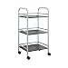 Produktbild B-K Vier Räder Portable Tool Storage Cart Küche Multi-Tier-Rack Metallregal Wohnzimmer Bad 40X32X75 Silber + Schwarz Utility Cart, Silber