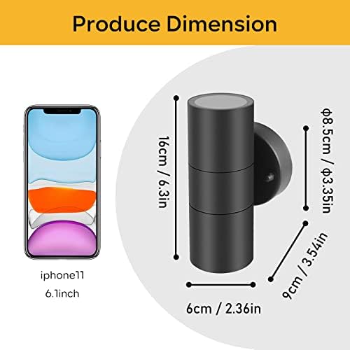 Kerry Outdoor Wall Lights, Up Down Mains Powered Lighting, Anthracite Grey Stainless Steel IP44 Waterproof, Exterior Wall Sconce for Indoor, Front Door, Patio, Hallway, Porch, Garden, Garage, Post