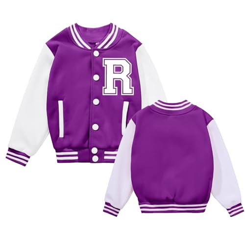 Image of BAICAIYU Kids Baseball Jackets Boys and Girls Varsity Coat Buttons Cardigan Letter Sport Letterman School Jacket