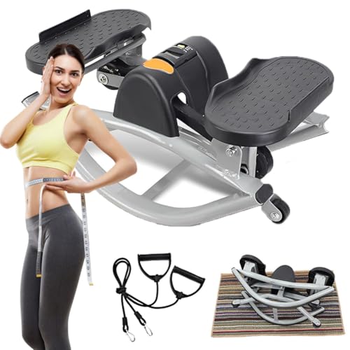 HSXMY U-Shaped Rock Stepper Machine for Home Workout,Side-to-Side Lateral Rocking Fitness Stepper with Digital Monitor/Resistance Bands,Low-Impact Compact Side Stepper for Full Body Fitness