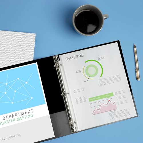 Fichários econômicos com anéis redondos e suporte de etiqueta – Preto, Embalagem com 1, Preto, 1