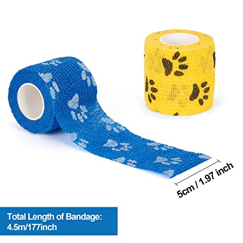 6 Rollen Selbsthaftende Bandage Hund Vet Wrap Pet Selbstklebender Verband 5cm x4,5 m Cohesive Bandages Haftbandage Elastische Binde Fixierbinde für Katze Hund Pferd Finger