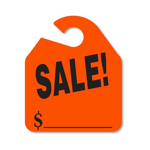 EZ Line Car Mirror Hang Tags Huge Fluorescent Sale Price Tags (Red)