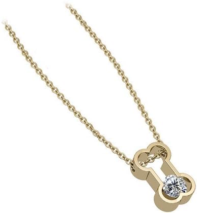Bark Avenue Jewelers-1/4 Carat Diamond Bone Solitare Pendant 14 Karat Yellow Gold