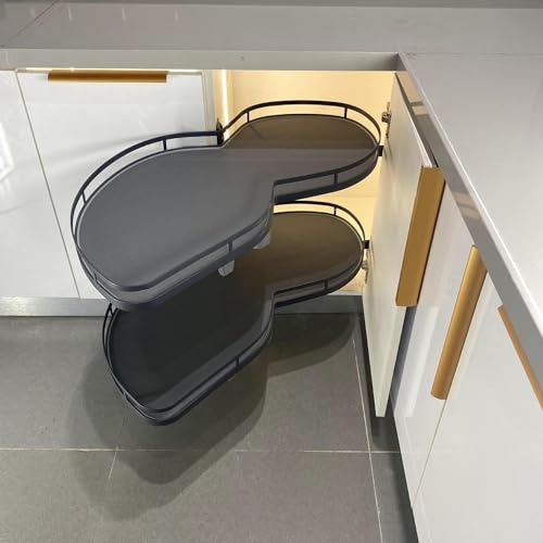 Carrousel de rangement rotatif et coulissant pour meuble d'angle de cuisine à hauteur réglable