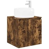 Yisssmeng Lavabo da parete con lavabo, moderno set di mobili da bagno in legno, mobile sottolavabo salvaspazio sospeso, rovere affumicato, 49,5 x 44,5 x 66 cm