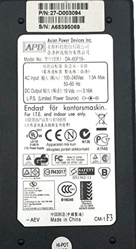 Apd Asian Power Devices Inc. Ac Dc Adapter Model Da-60F19 #TOP3