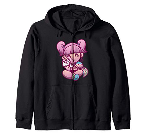 Anime Aesthetic Pastel Goth Girl with Unicorn Gifts Sweat à Capuche