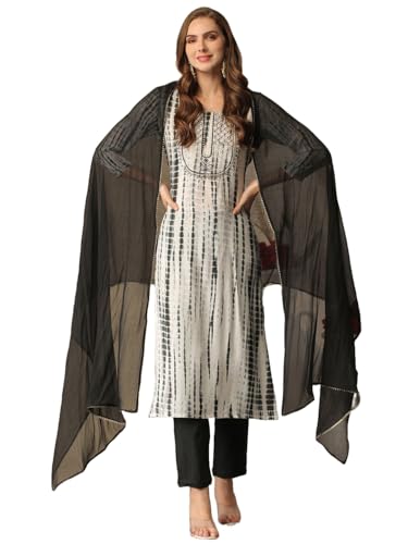 Image of GoSriKi Women's Rayon Blend Straight Printed Kurta with Pant & Dupatta