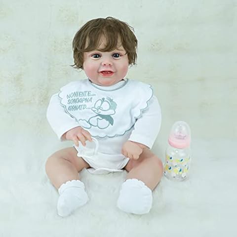 Realistic Reborn Baby Dolls, 22" Newborn Baby Dolls with Soft Full Body Vinyl Silicone for Girls, Lifelike Dolls Look Real Baby with White Bodysuit and Bib for 3+ Year Old Kids (Girl, 22 Inches) Cover