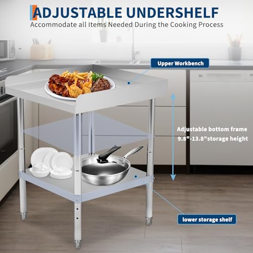 Image of GarveeTech 12x24x30 in Stainless Steel Equipment Grill Stand Table 400 LBS Capacity NSF Certified with Adjustable Legs, 2 in Edge Baffle, for Hotel, Home, Commercial Restaurant Kitchen