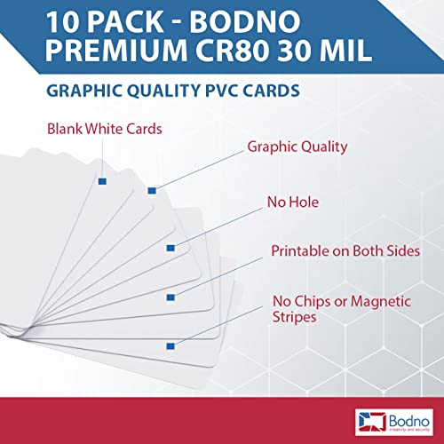 10 Pack - Bodno Premium Cr80 30 Mil Graphic Quality Pvc Cards #TOP1