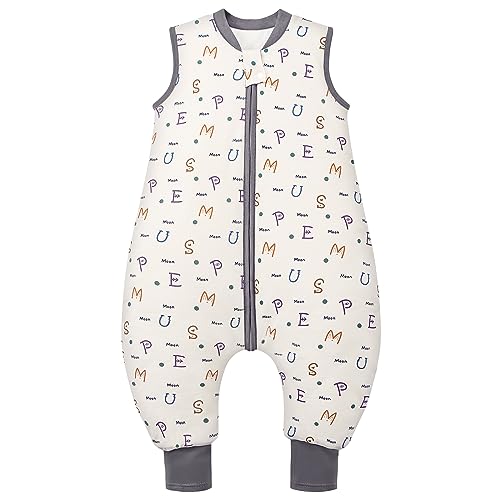 MIKAFEN Baby Winter Sleeping Bag with Feet,Cotton Kids Sleeping Bag 2.5Tog with Legs, Alphabet 80cm/18-36months