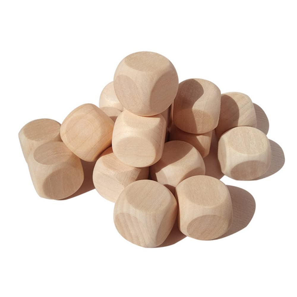 MaoNativey 20 White Wooden Dice, DIY Unpainted, 20mm, Hexahedron, All Ages, 2cm - Image 2