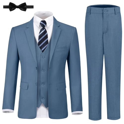 Boys Suit Kids Formal Tuxedo Slim Fit Suit Set Blue