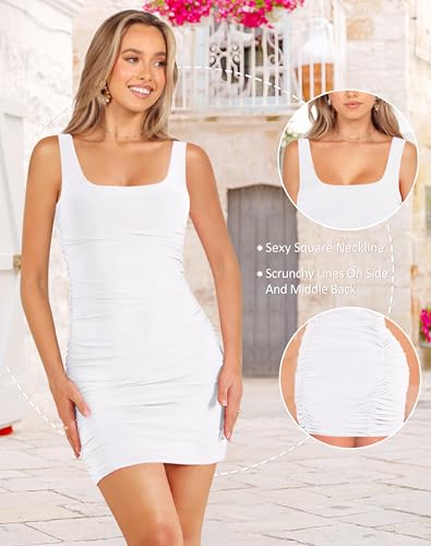 Image of Ellakoko 2025 Women Spring Summer Sleeveless Dress Sexy Mini Bodycon Square Neck Prom Party Cocktail Graduation Dress