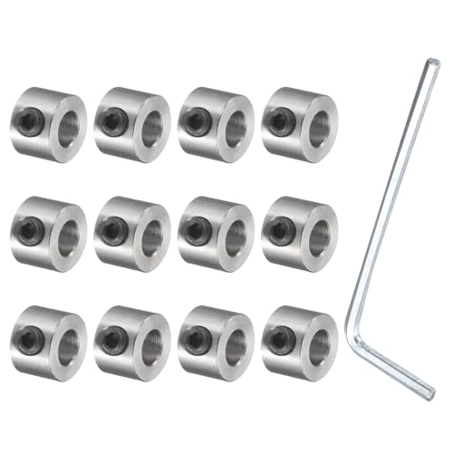 QUARKZMAN 12 Stück Satz-Scheibenkragen 5mm Bohrung Edelstahl Wellenkragen 10mm Außendurchmesser 7mm Breite Fahrwerksstopper Radkragen mit Innensechskantschlüssel